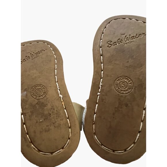 Salt Water Sandals Metallic Gold Leather Toddler Girls Size 5 Excellent very gen - Picture 6 of 6